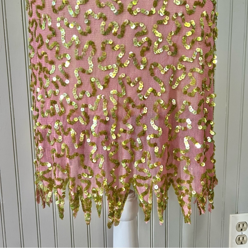 Betsey Johnson Pink Slip Dress with Gold Sequin Embellishment - Picture 4 of 8